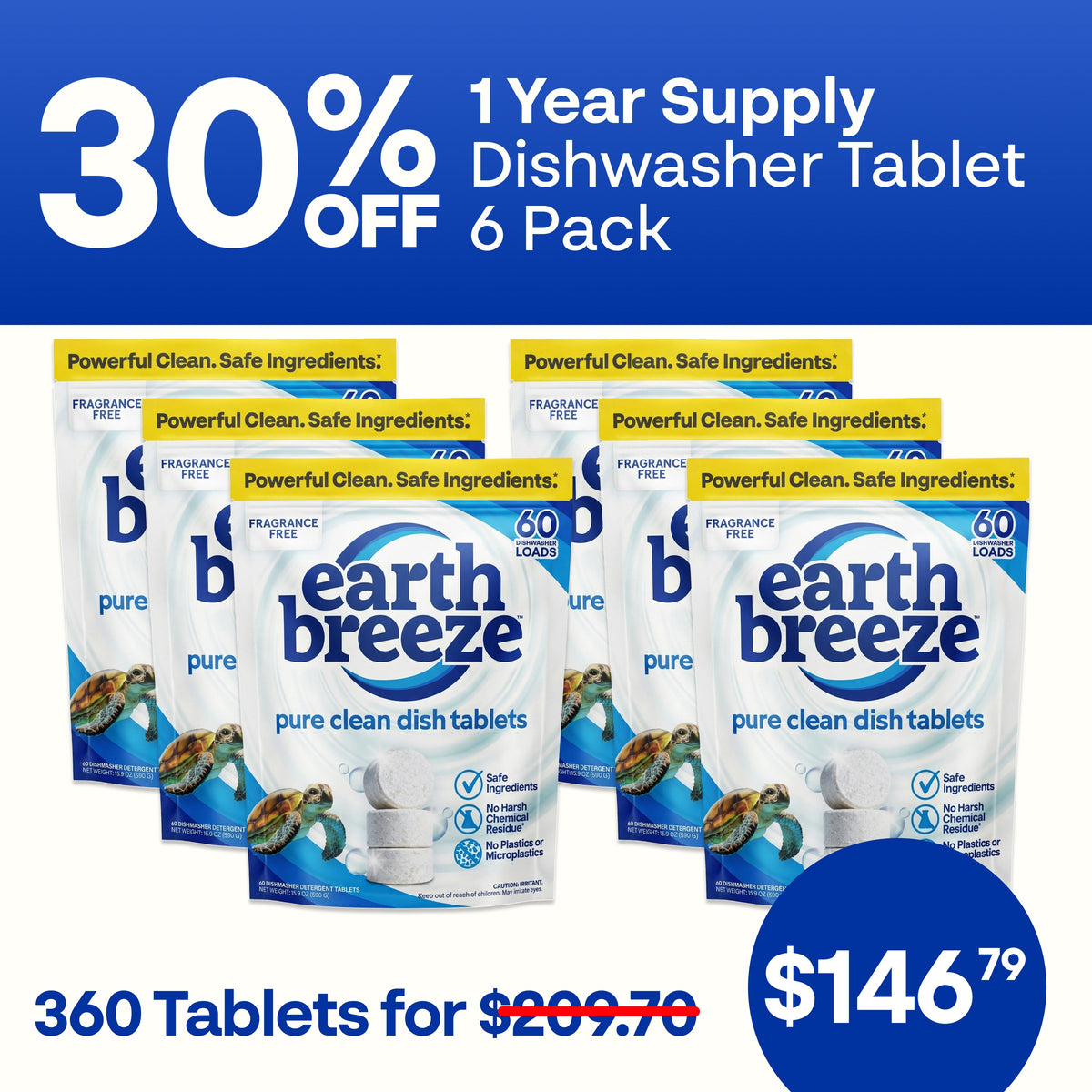 Pure Clean Dishwasher Tablets - 6 Pack