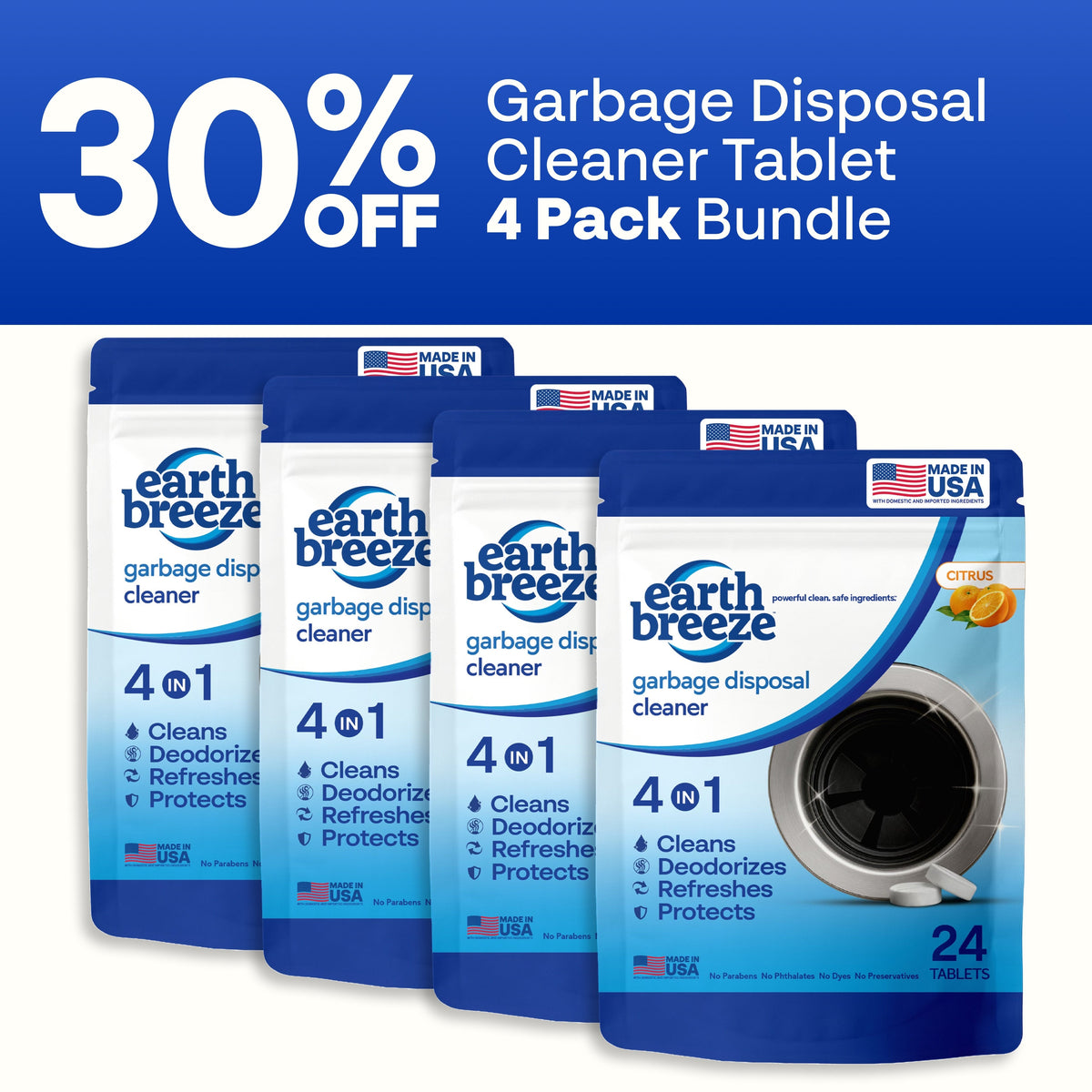 Garbage Disposal Cleaner Tablets - 4 Pack