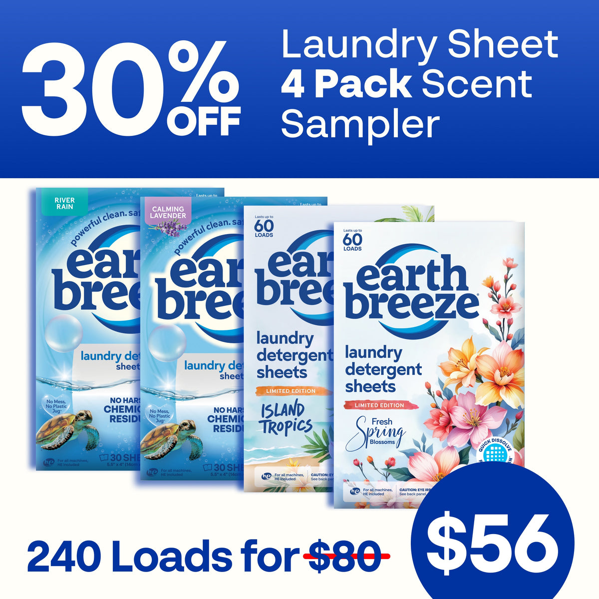 Laundry Sheet Scent Sampler - 4 Pack